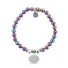 HELP by TJ Angel Wings Charm with Rainbow Hematite Beads Charity Bracelet