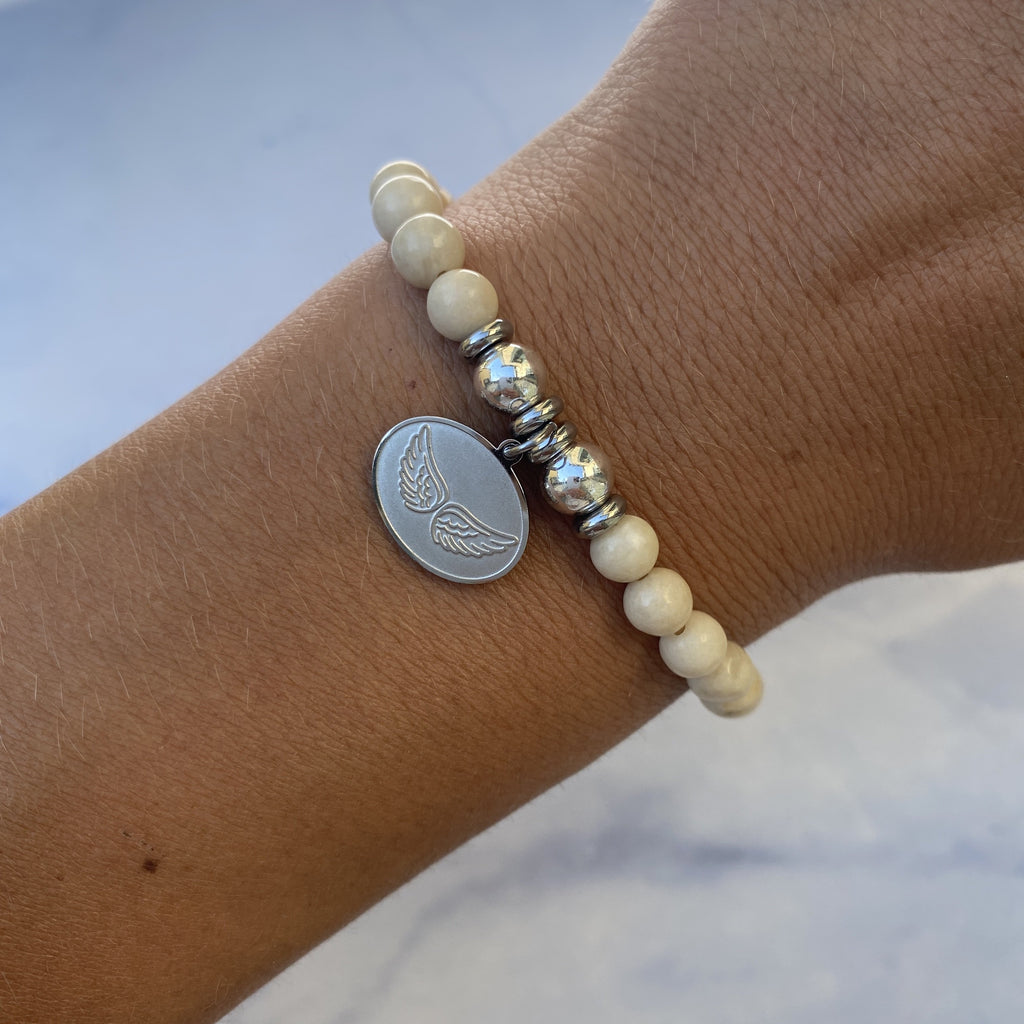 HELP by TJ Angel Wings Charm with Riverstone Beads Charity Bracelet