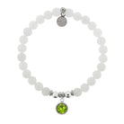 HELP by TJ August Peridot Crystal Birthstone Charm with White Jade Charity Bracelet