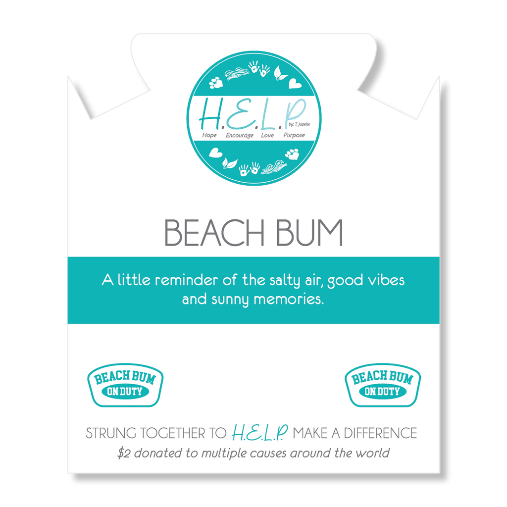 HELP by TJ Beach Bum Charm with Aqua Blue Seaglass Charity Bracelet