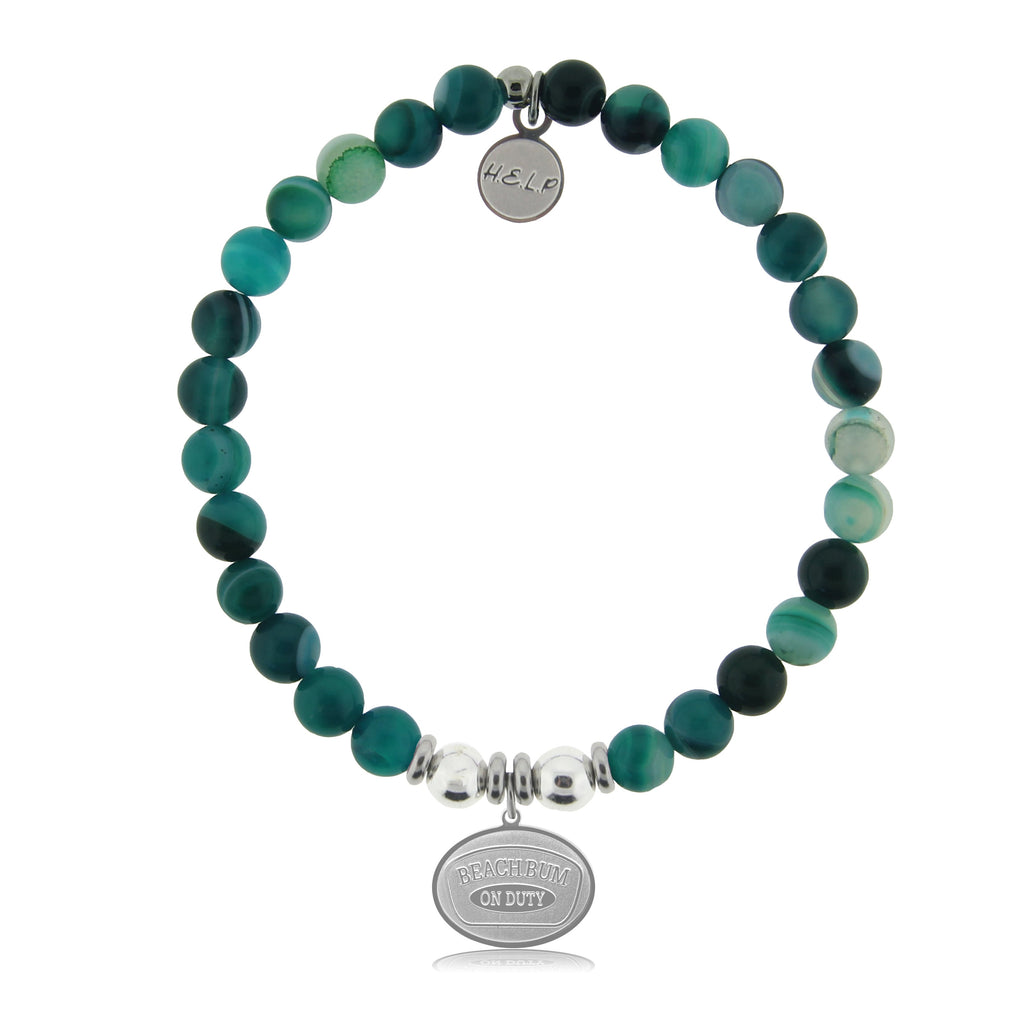 HELP by TJ Beach Bum Charm with Green Stripe Agate Charity Bracelet