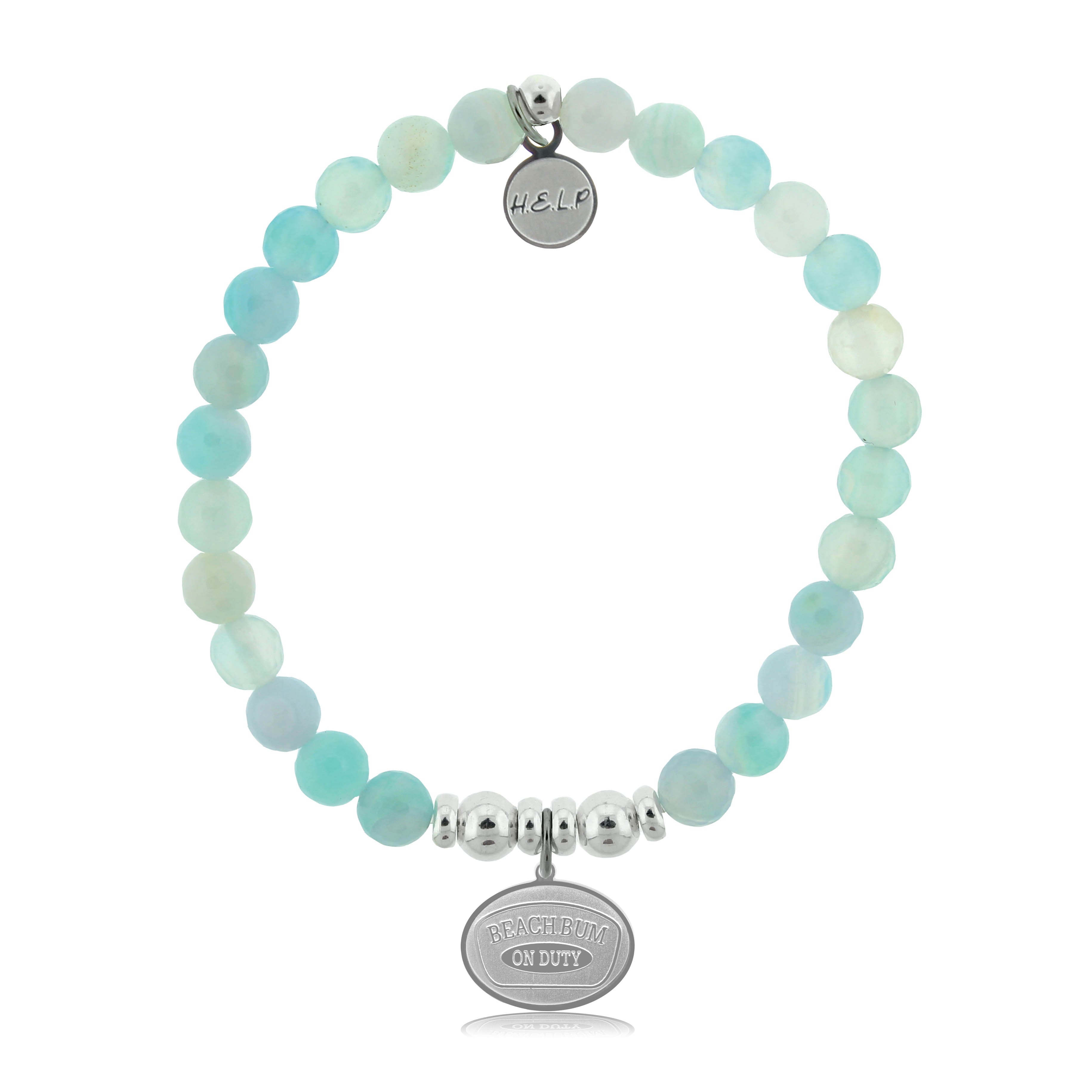 HELP by TJ Beach Bum Charm with Light Blue Agate Charity Bracelet