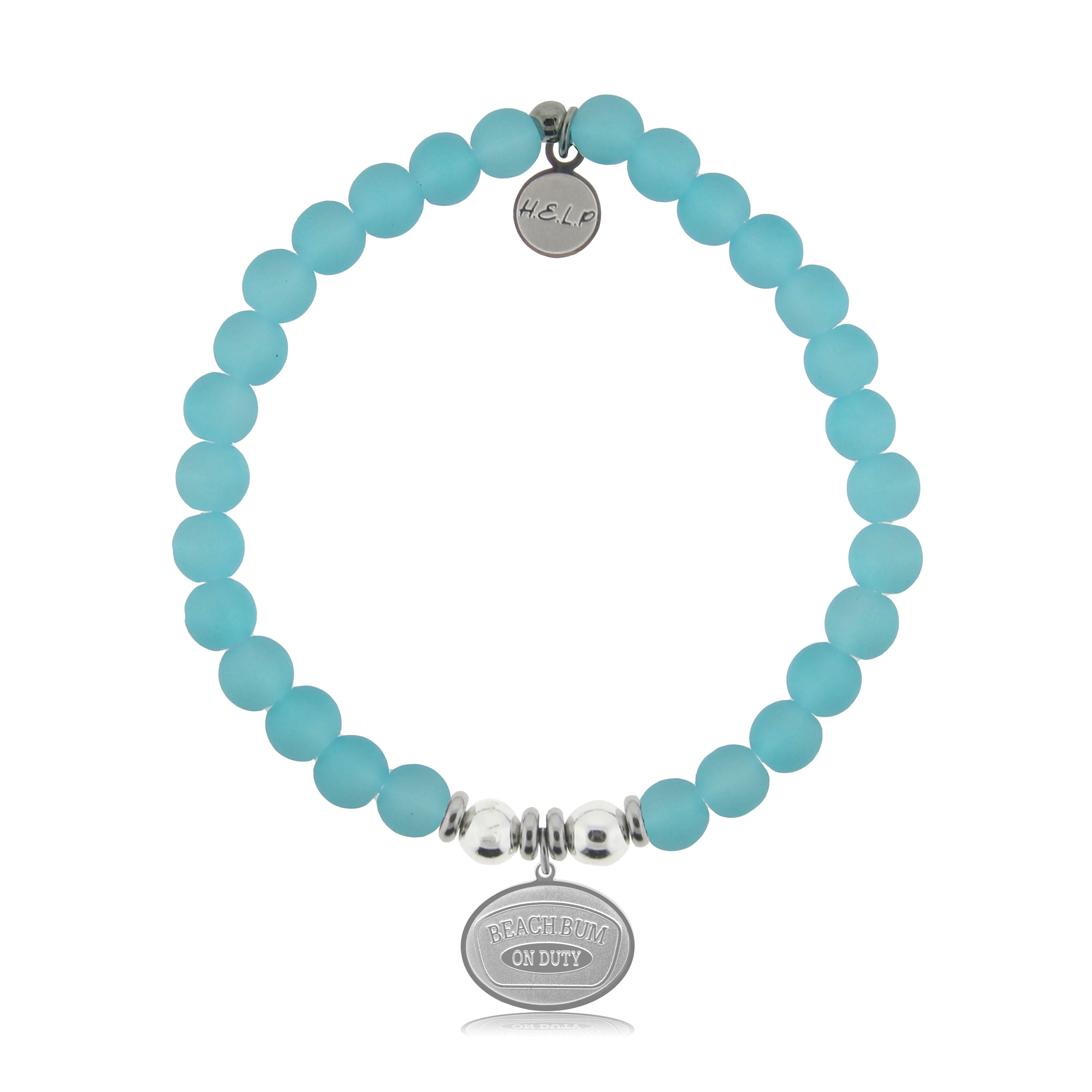 HELP by TJ Beach Bum Charm with Light Blue Seaglass Charity Bracelet