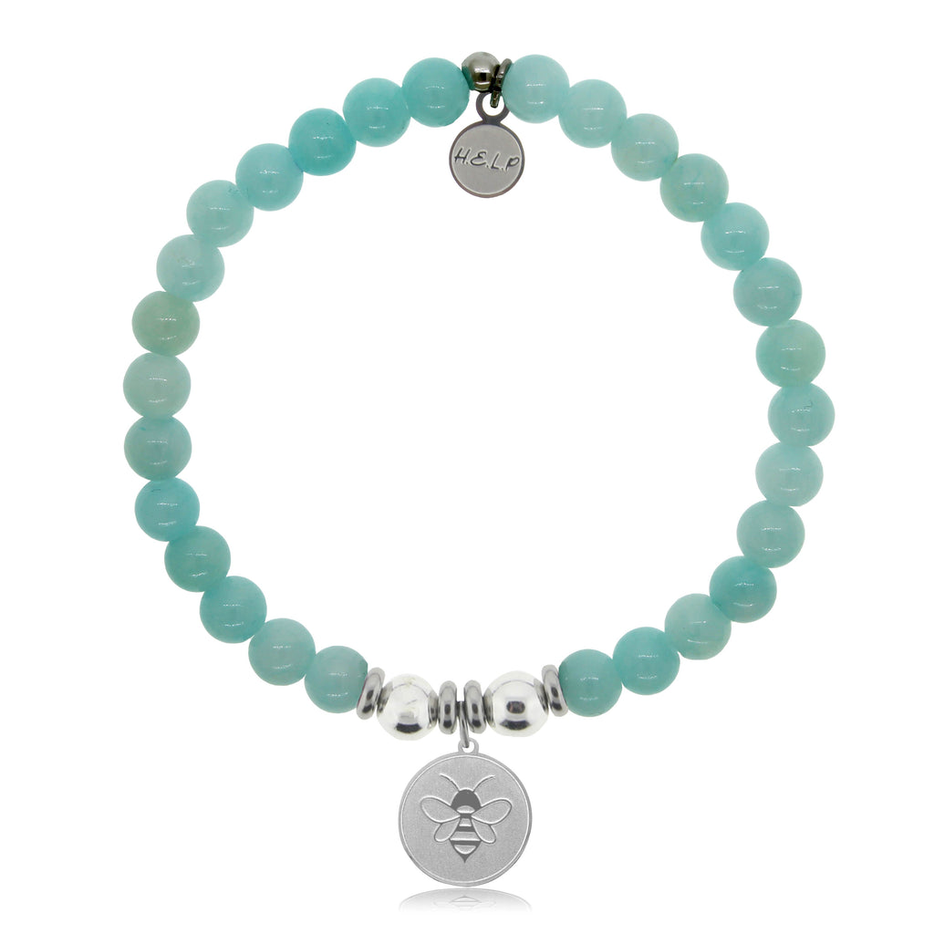 HELP by TJ Bee Charm with Baby Blue Quartz Charity Bracelet
