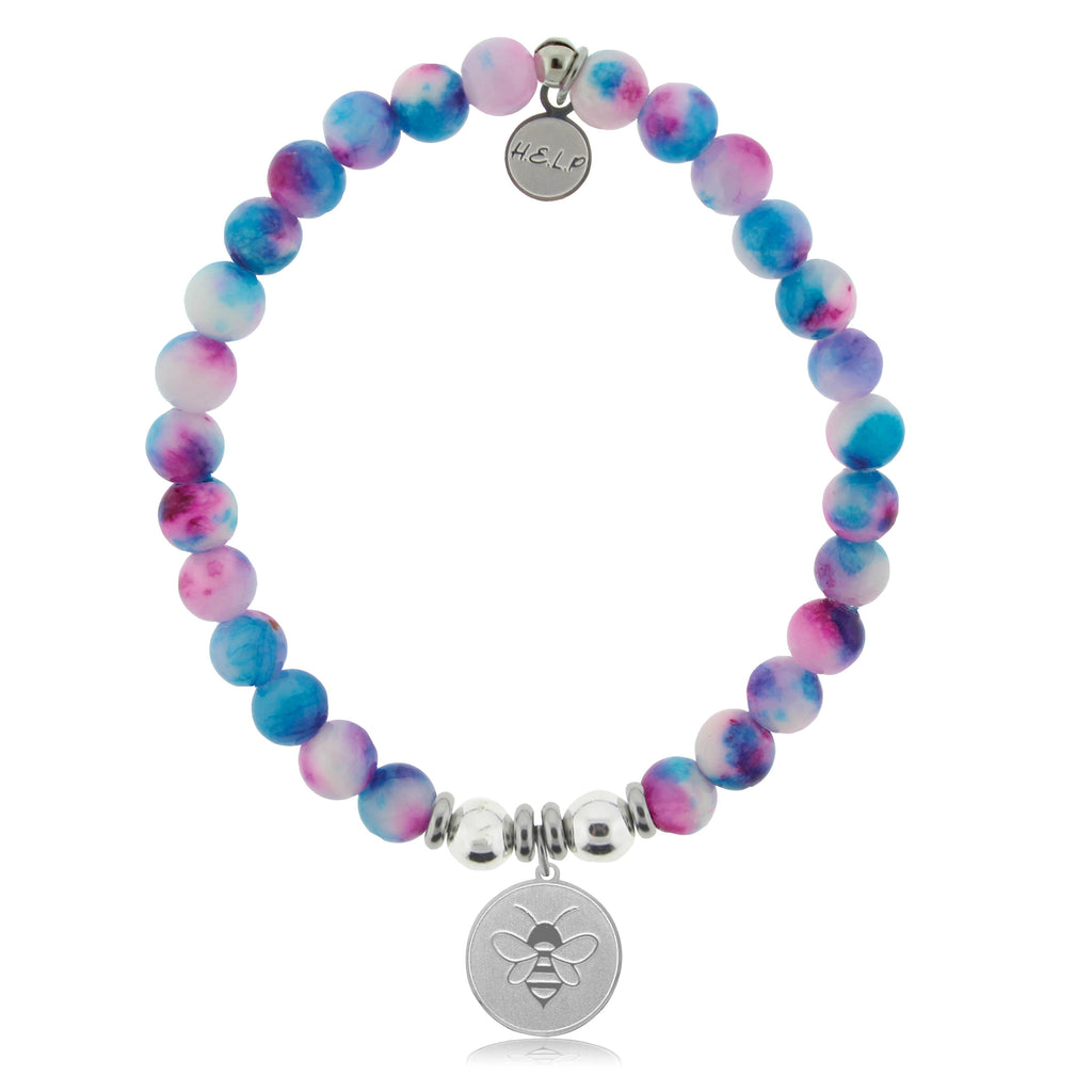 HELP by TJ Bee Charm with Cotton Candy Jade Charity Bracelet
