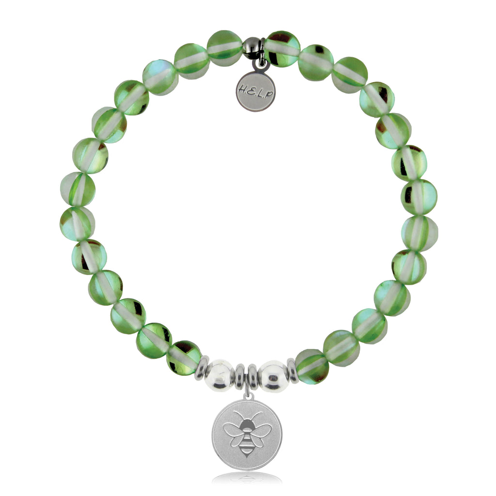 HELP by TJ Bee Charm with Green Opalescent Charity Bracelet
