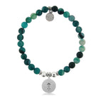 HELP by TJ Bee Charm with Green Stripe Agate Charity Bracelet