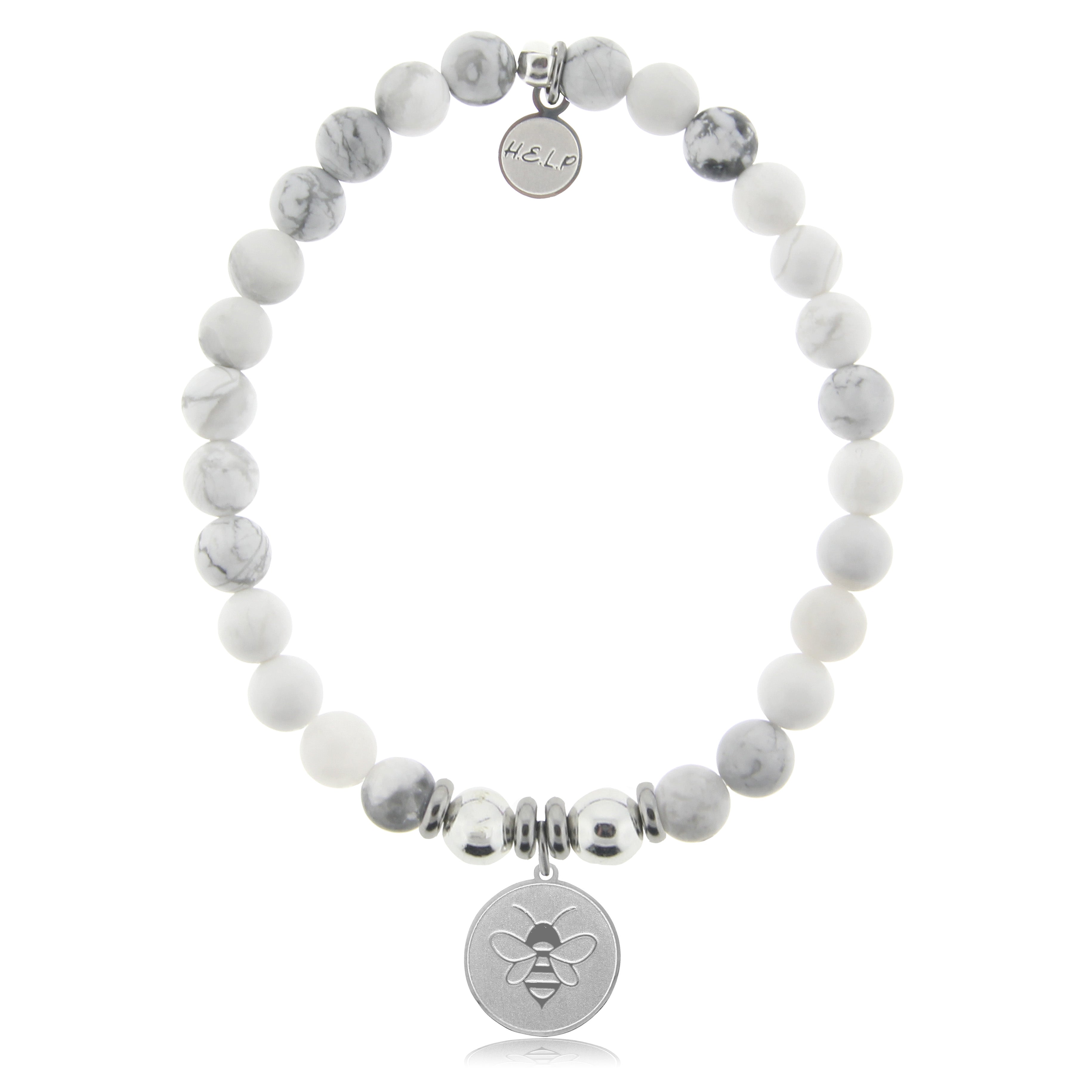 HELP by TJ Bee Charm with Howlite Charity Bracelet