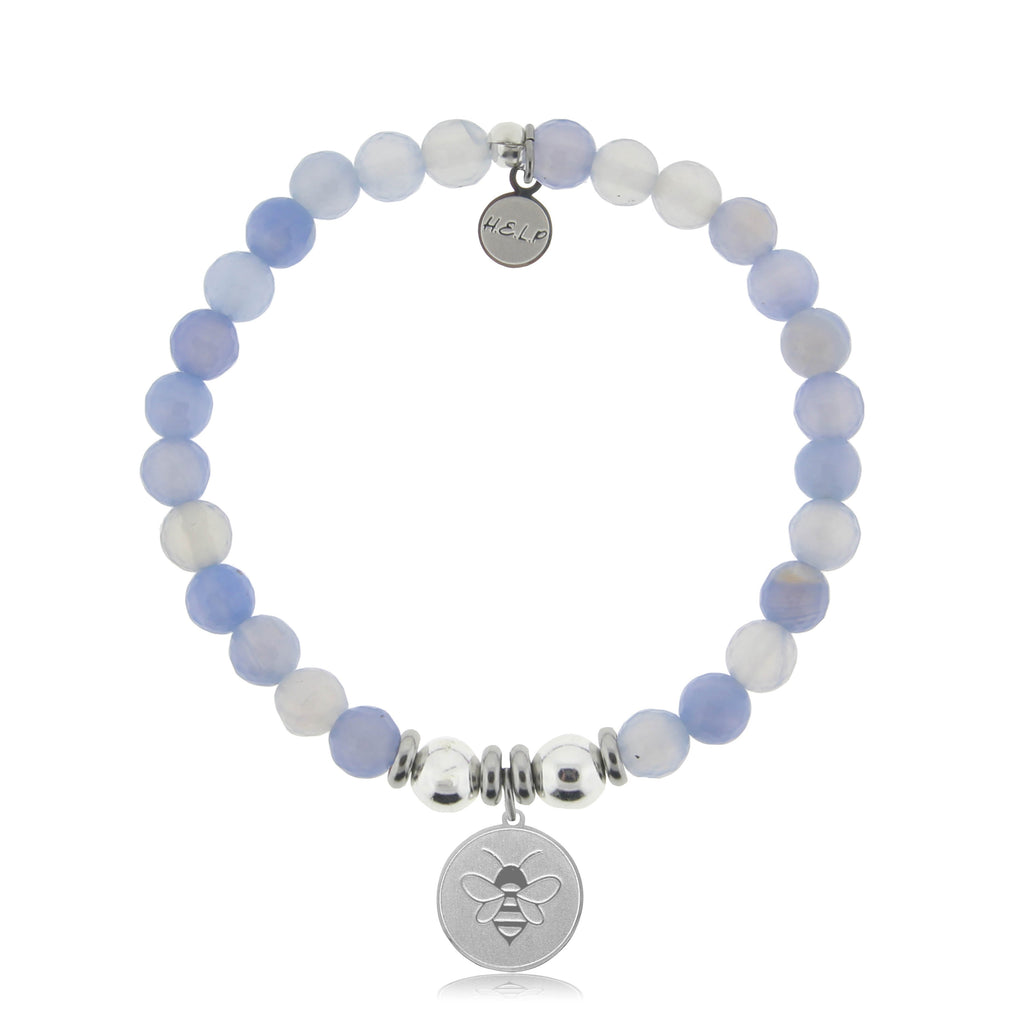 HELP by TJ Bee Charm with Sky Blue Agate Charity Bracelet
