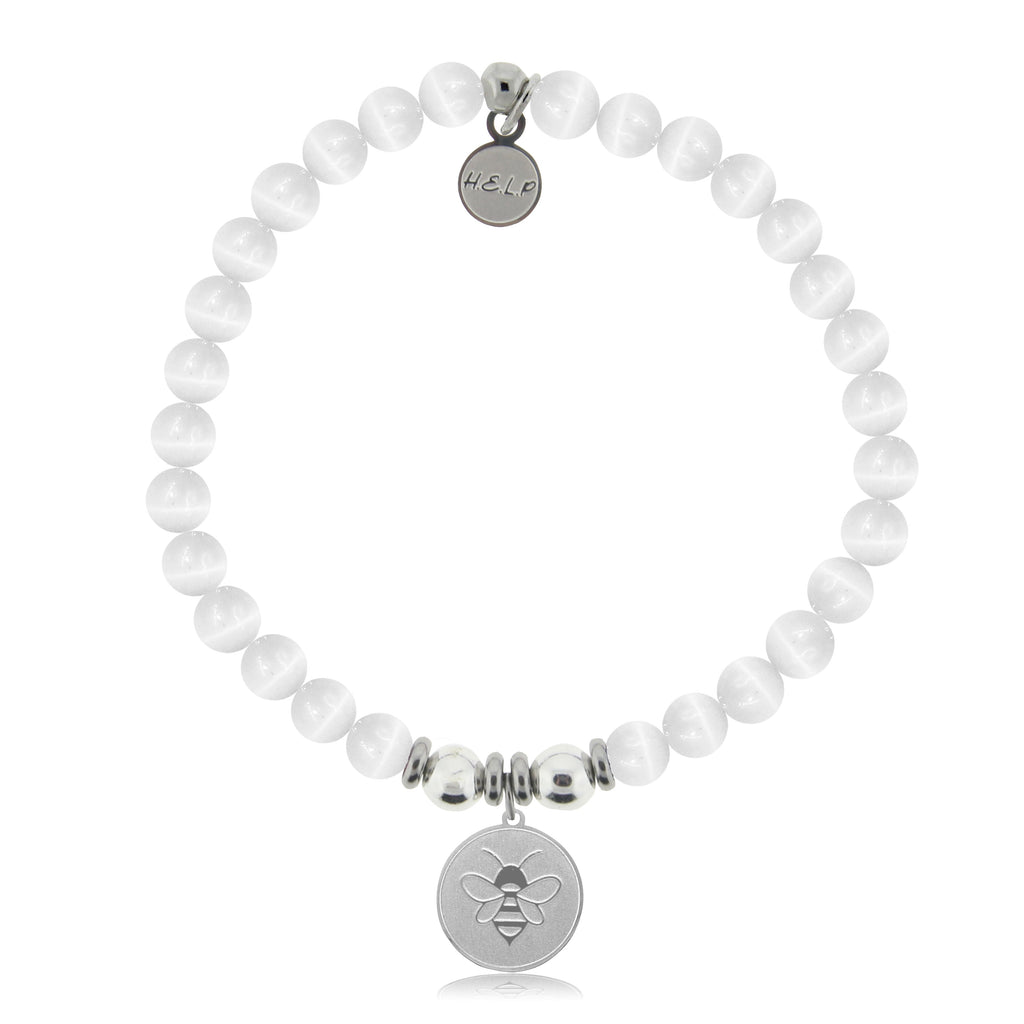 HELP by TJ Bee Charm with White Cats Eye Charity Bracelet