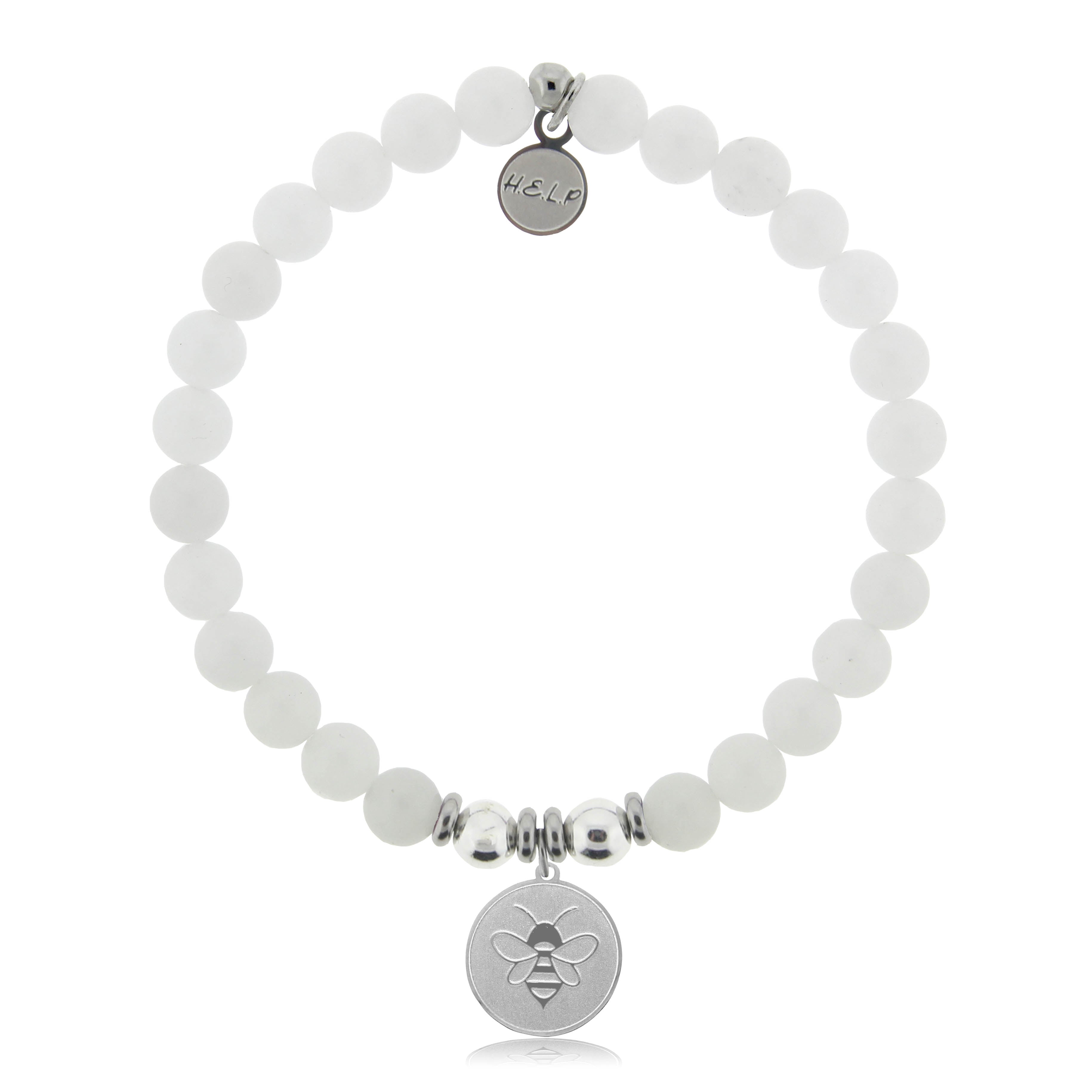 HELP by TJ Bee Charm with White Jade Charity Bracelet