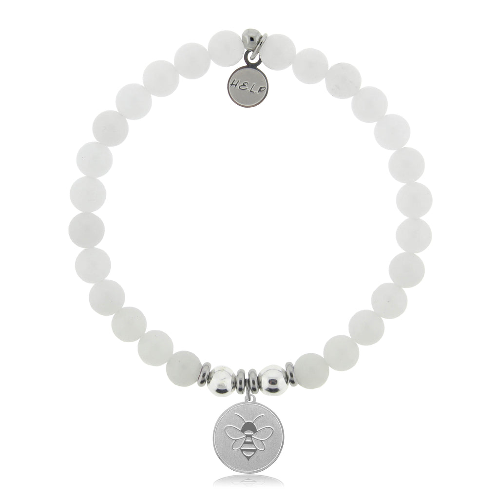 HELP by TJ Bee Charm with White Jade Charity Bracelet