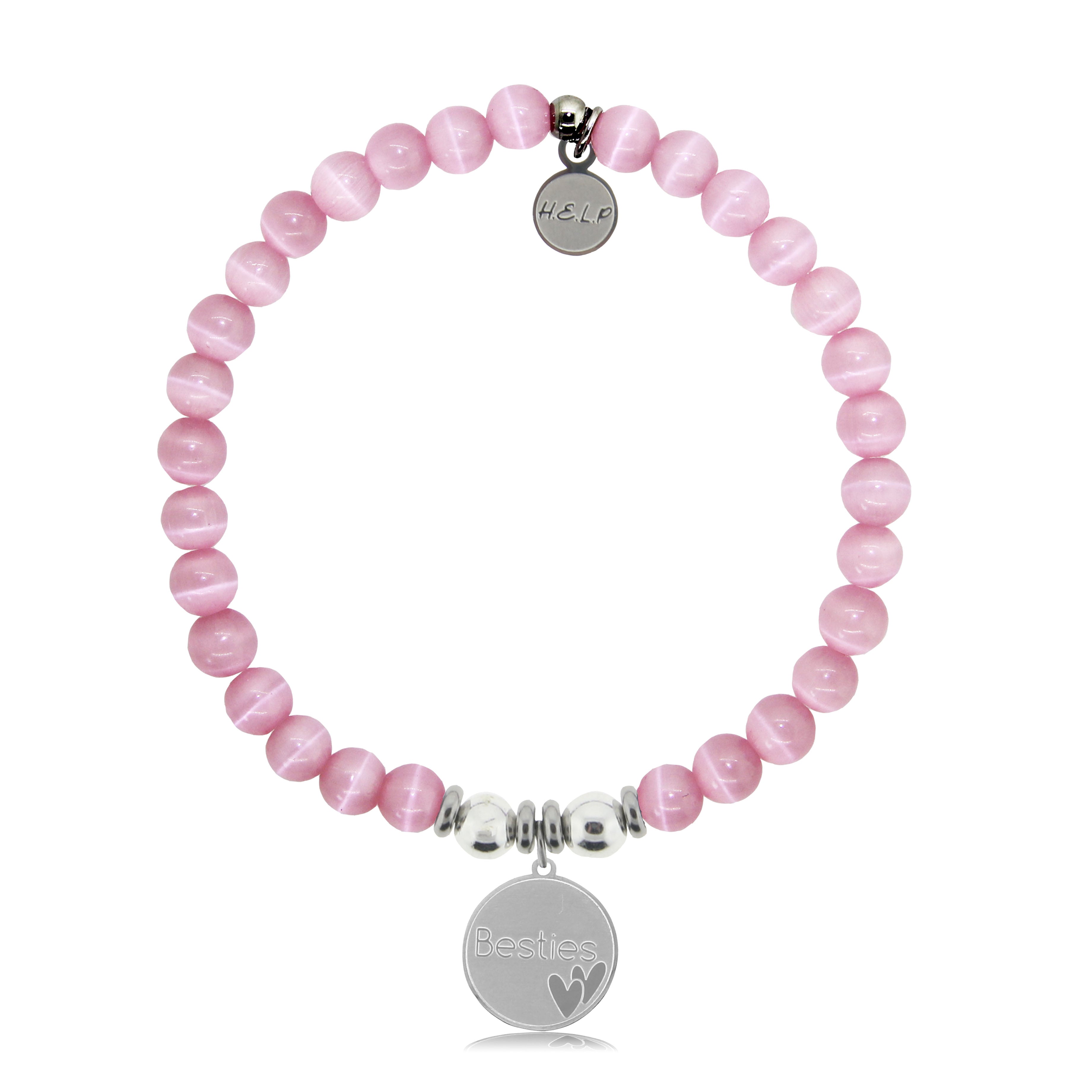 HELP by TJ Besties Charm with Pink Cats Eye Charity Bracelet