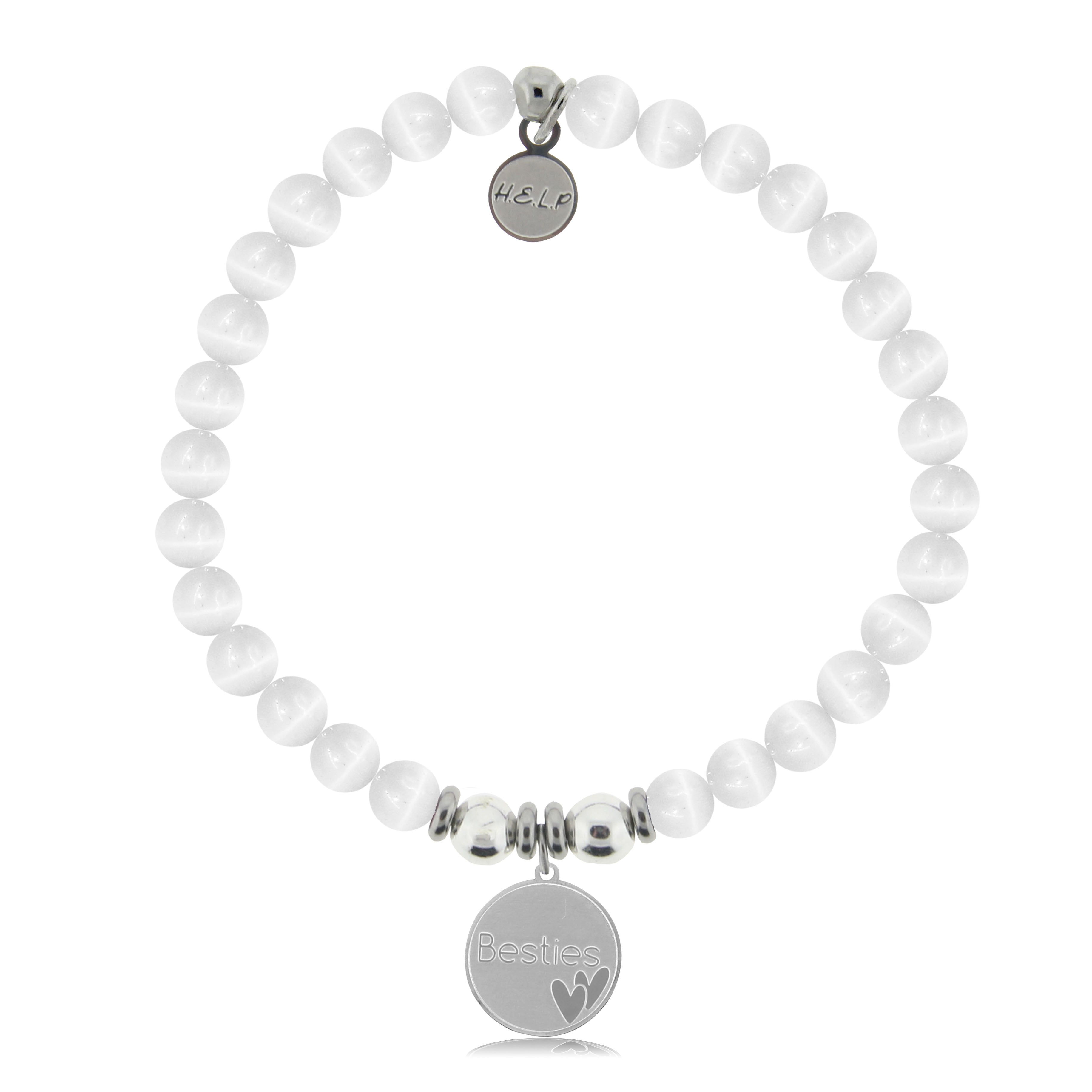 HELP by TJ Besties Charm with White Cats Eye Charity Bracelet