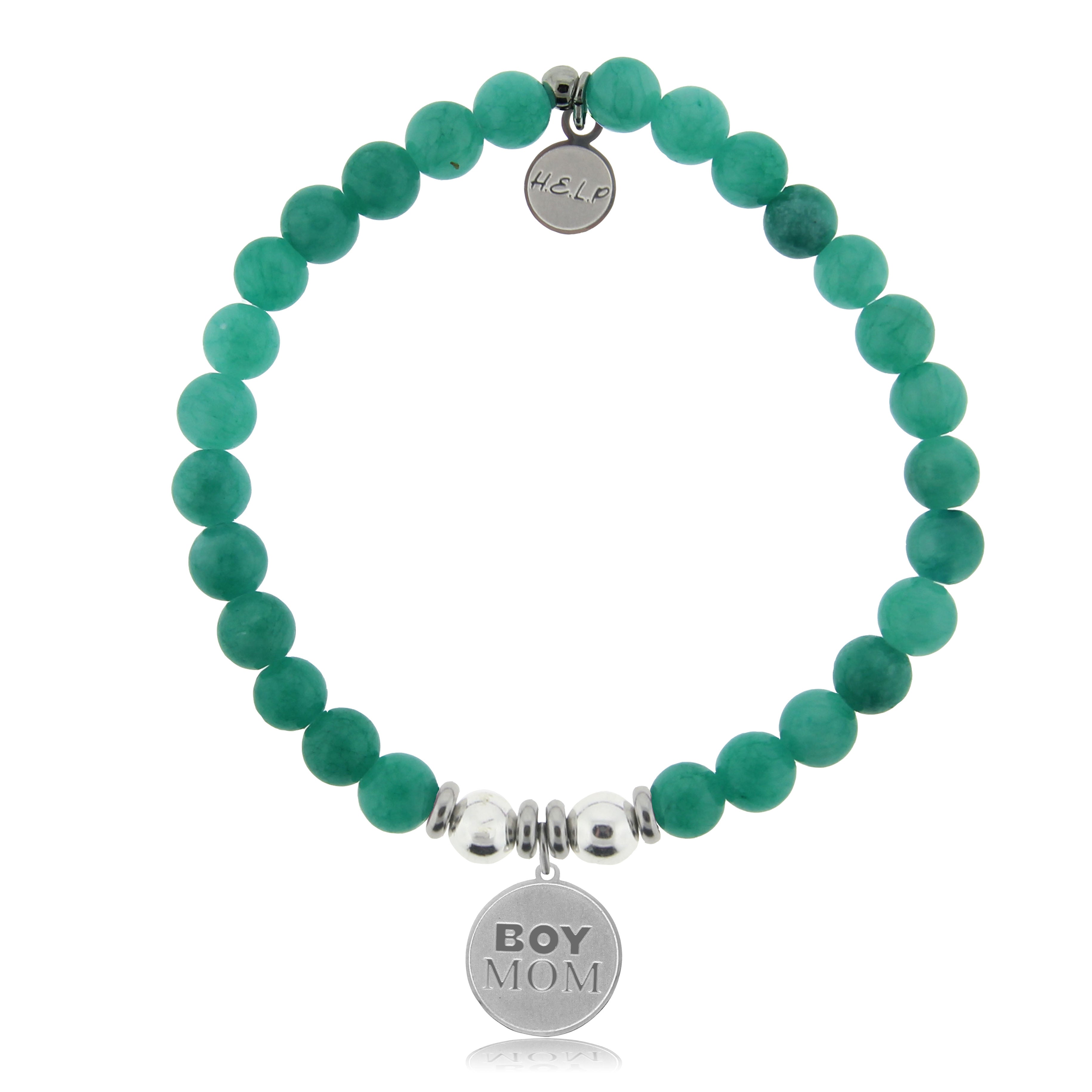 HELP by TJ Boy Mom Charm with Caribbean Jade Charity Bracelet