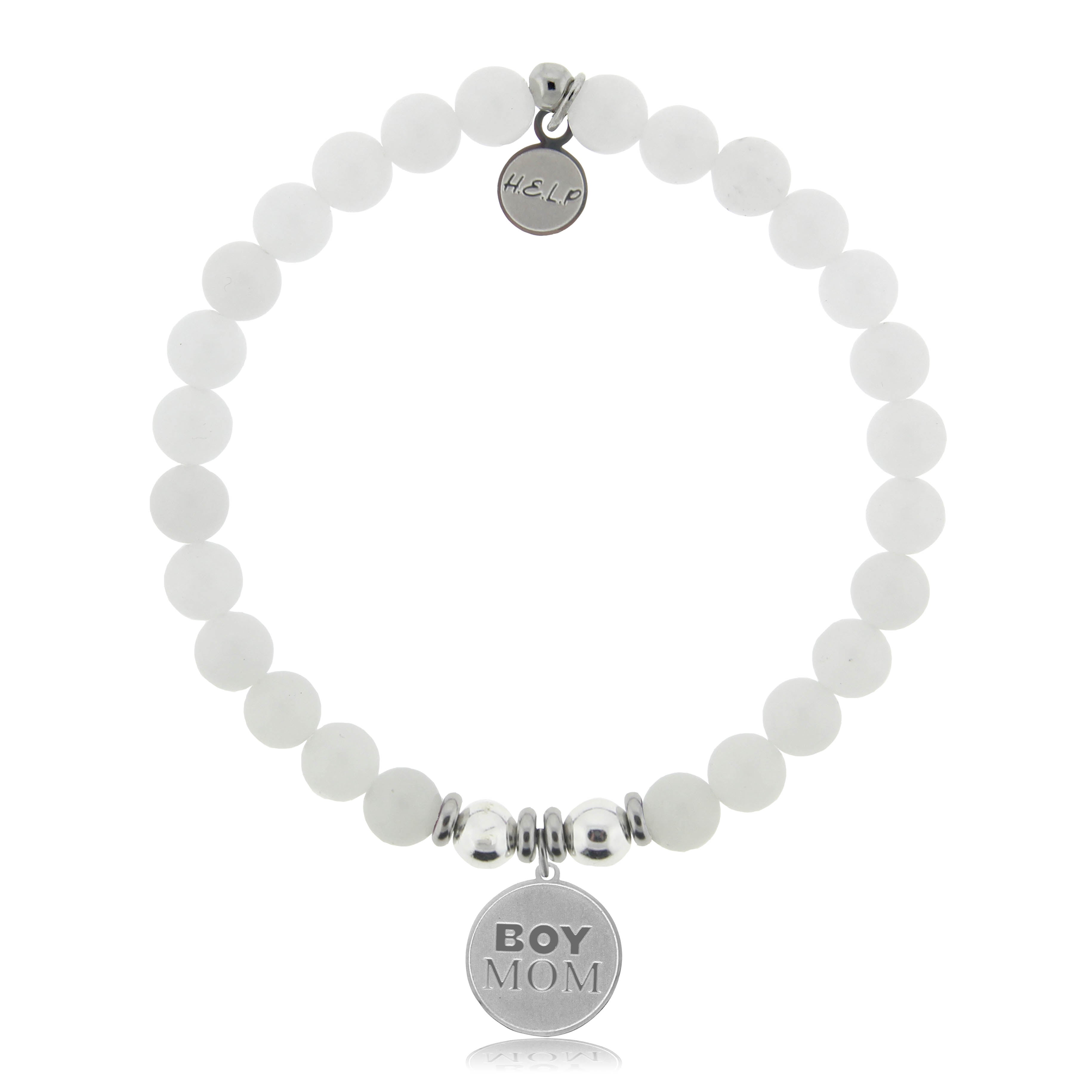 HELP by TJ Boy Mom Charm with White Jade Charity Bracelet