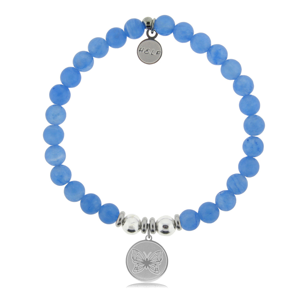 HELP by TJ Butterfly Charm with Azure Blue Jade Charity Bracelet