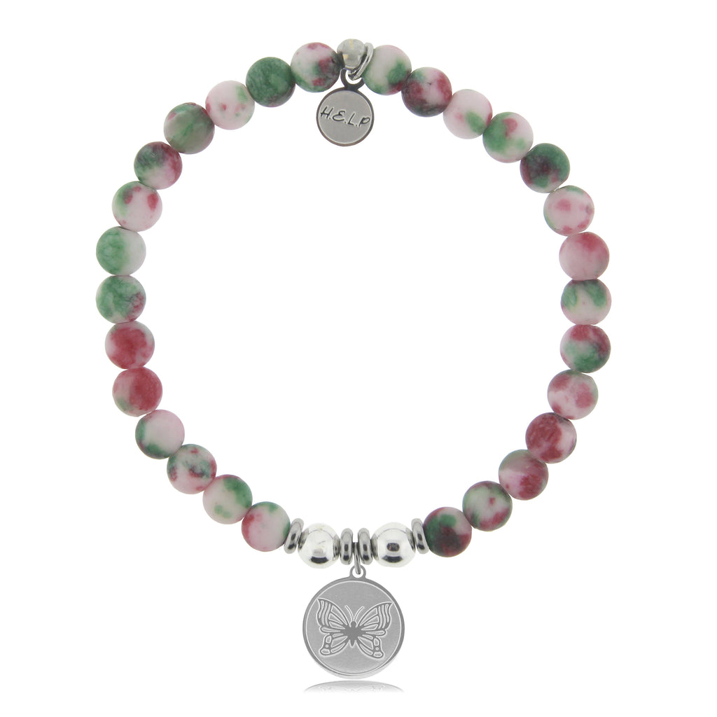 HELP by TJ Butterfly Charm with Holiday Jade Beads Charity Bracelet