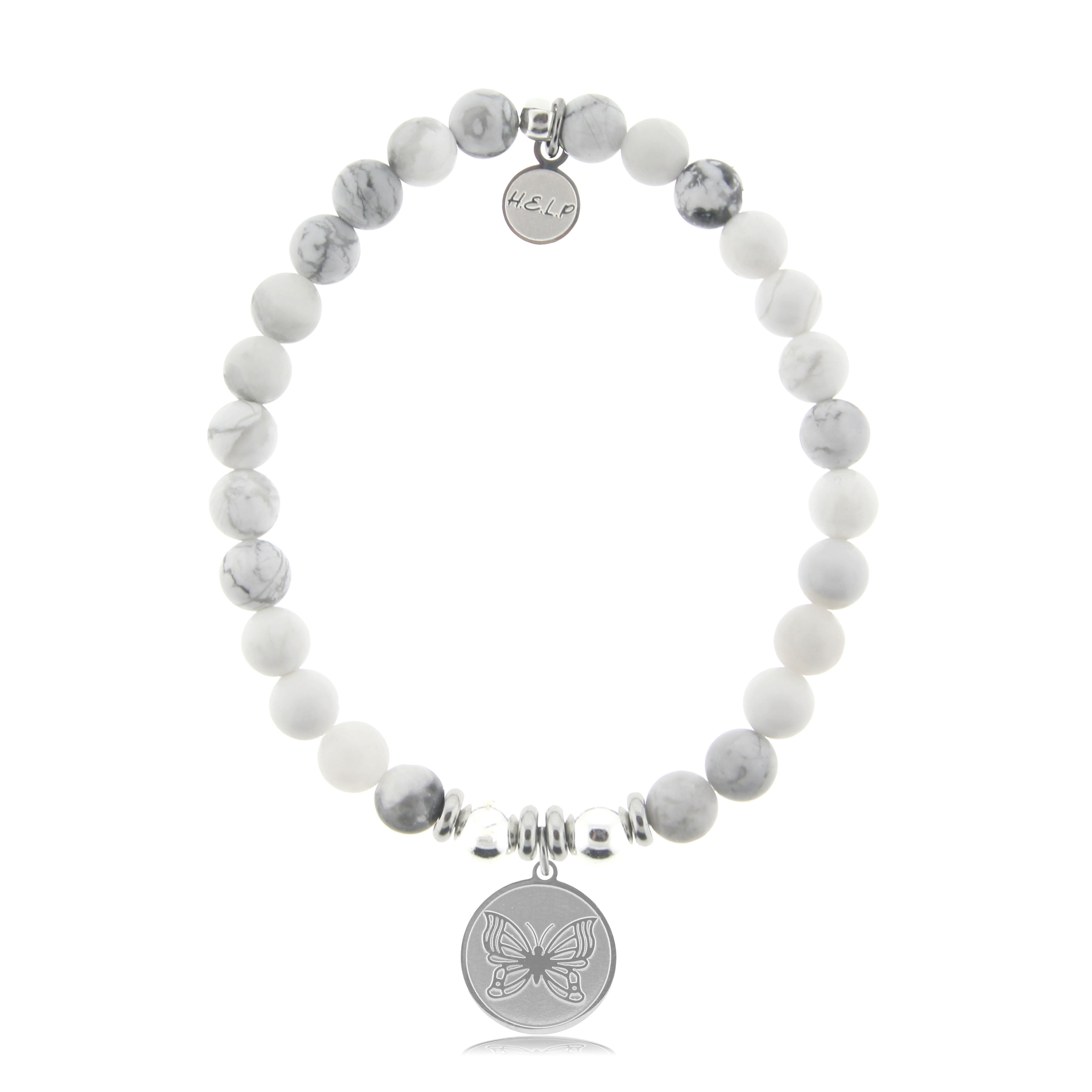 HELP by TJ Butterfly Charm with Howlite Beads Charity Bracelet