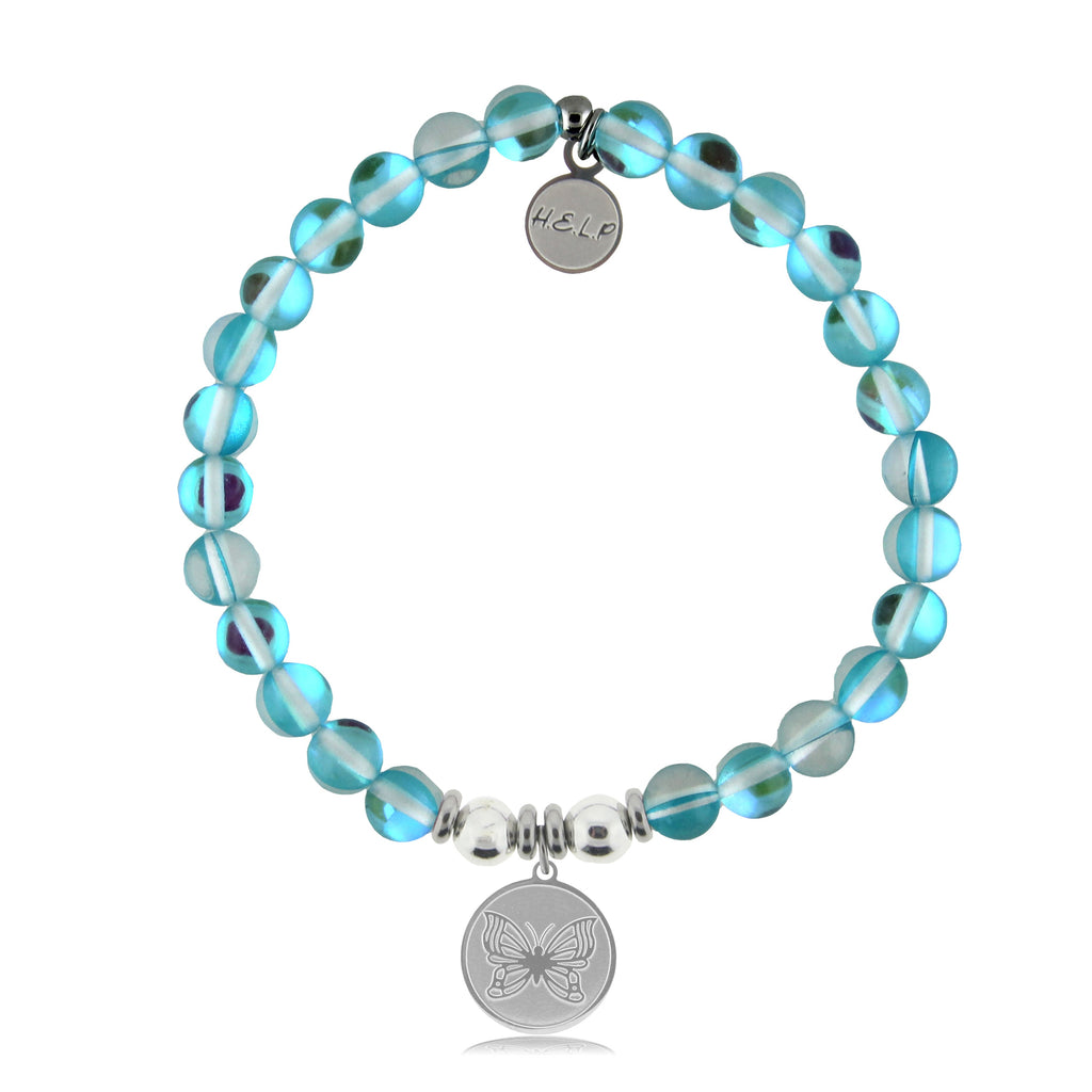 HELP by TJ Butterfly Charm with Light Blue Opalescent Charity Bracelet