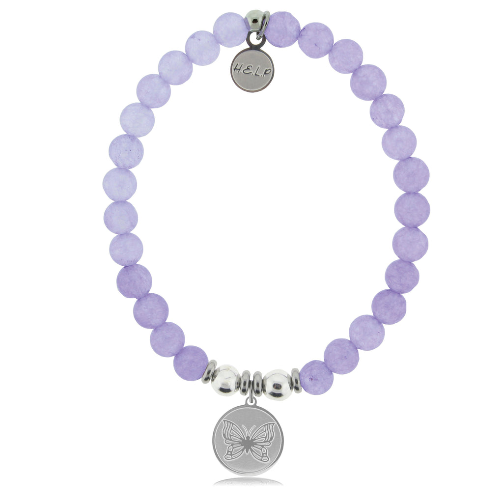 HELP by TJ Butterfly Charm with Purple Jade Beads Charity Bracelet