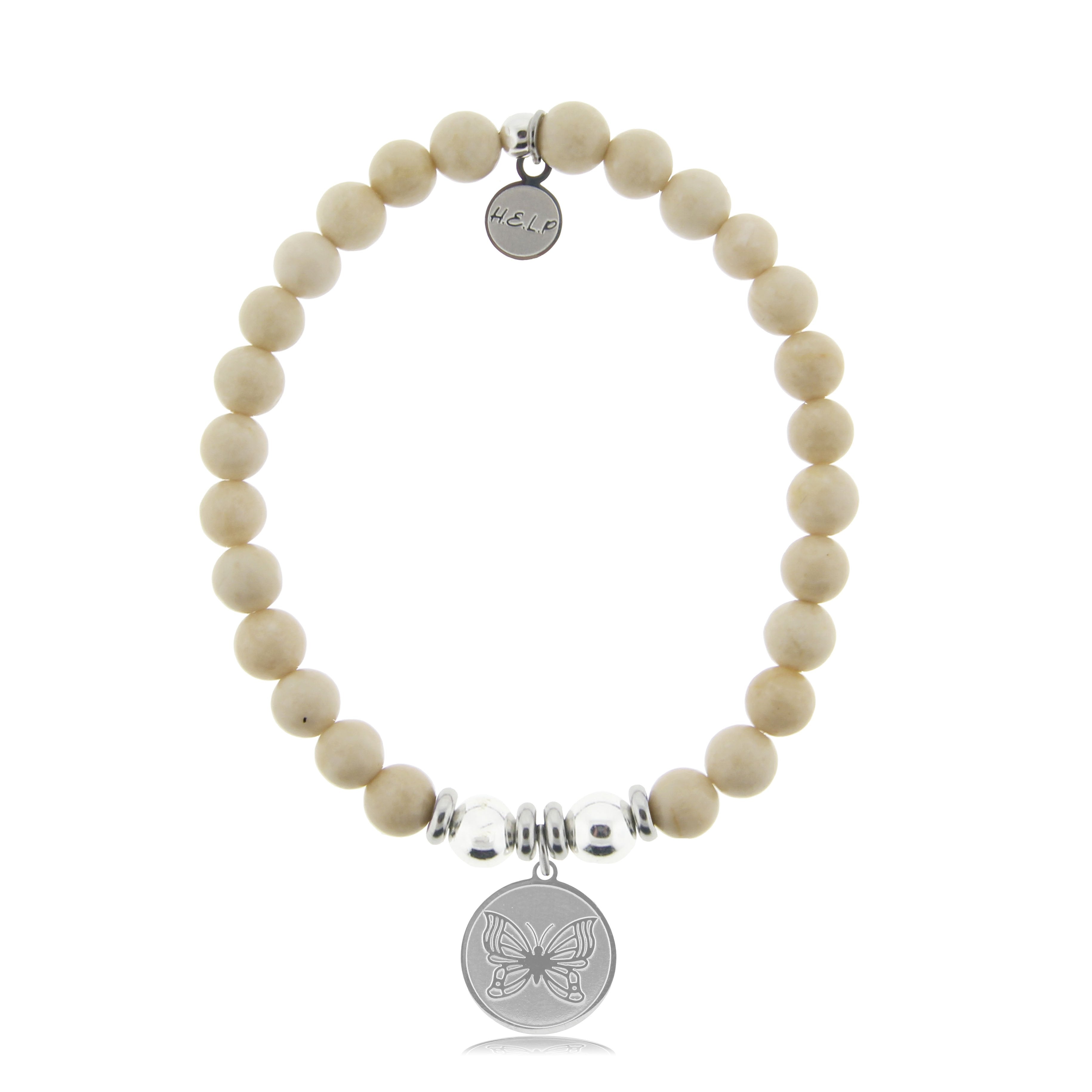 HELP by TJ Butterfly Charm with Riverstone Beads Charity Bracelet