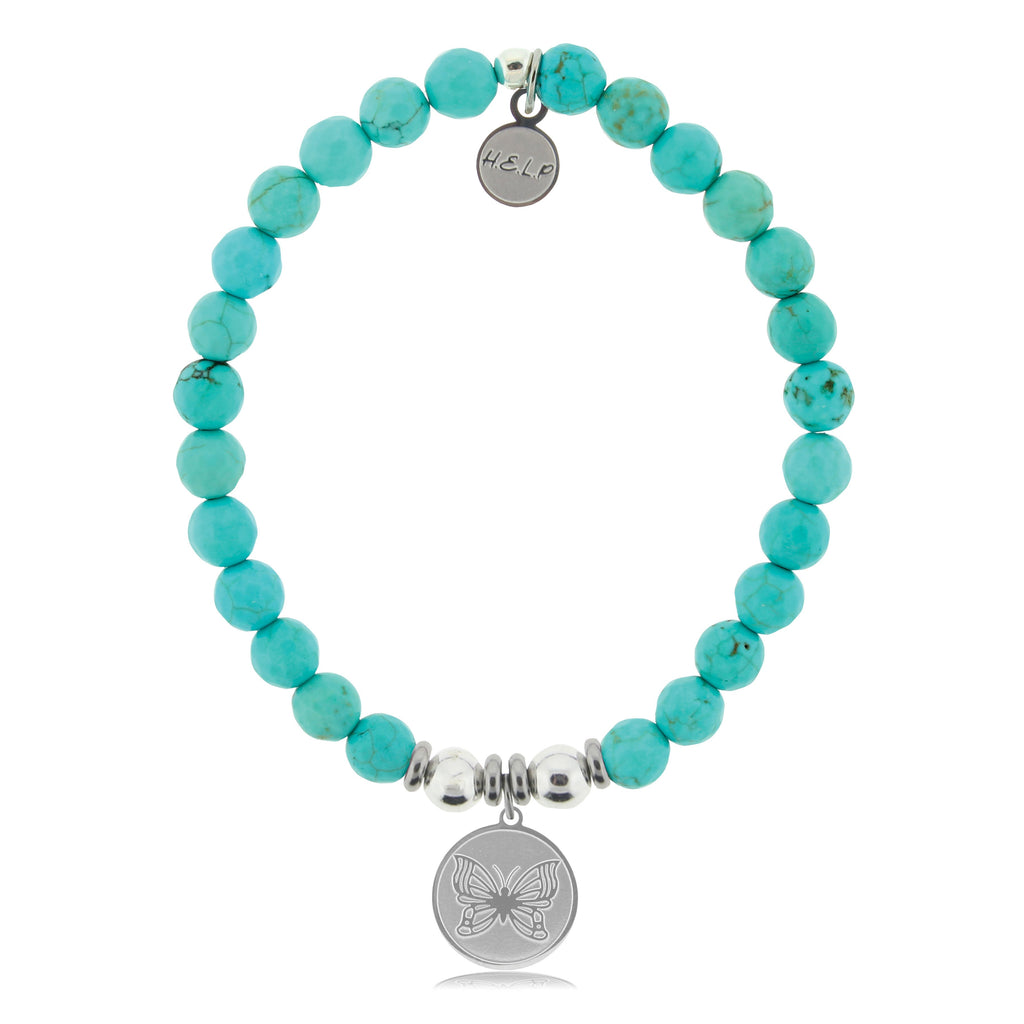 HELP by TJ Butterfly Charm with Turquoise Beads Charity Bracelet