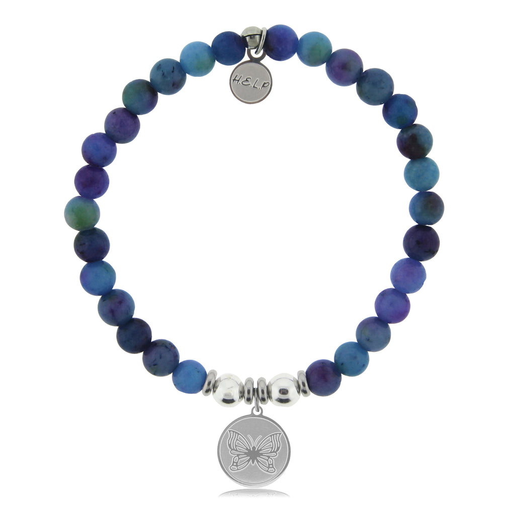 HELP by TJ Butterfly Charm with Wildberry Jade Beads Charity Bracelet