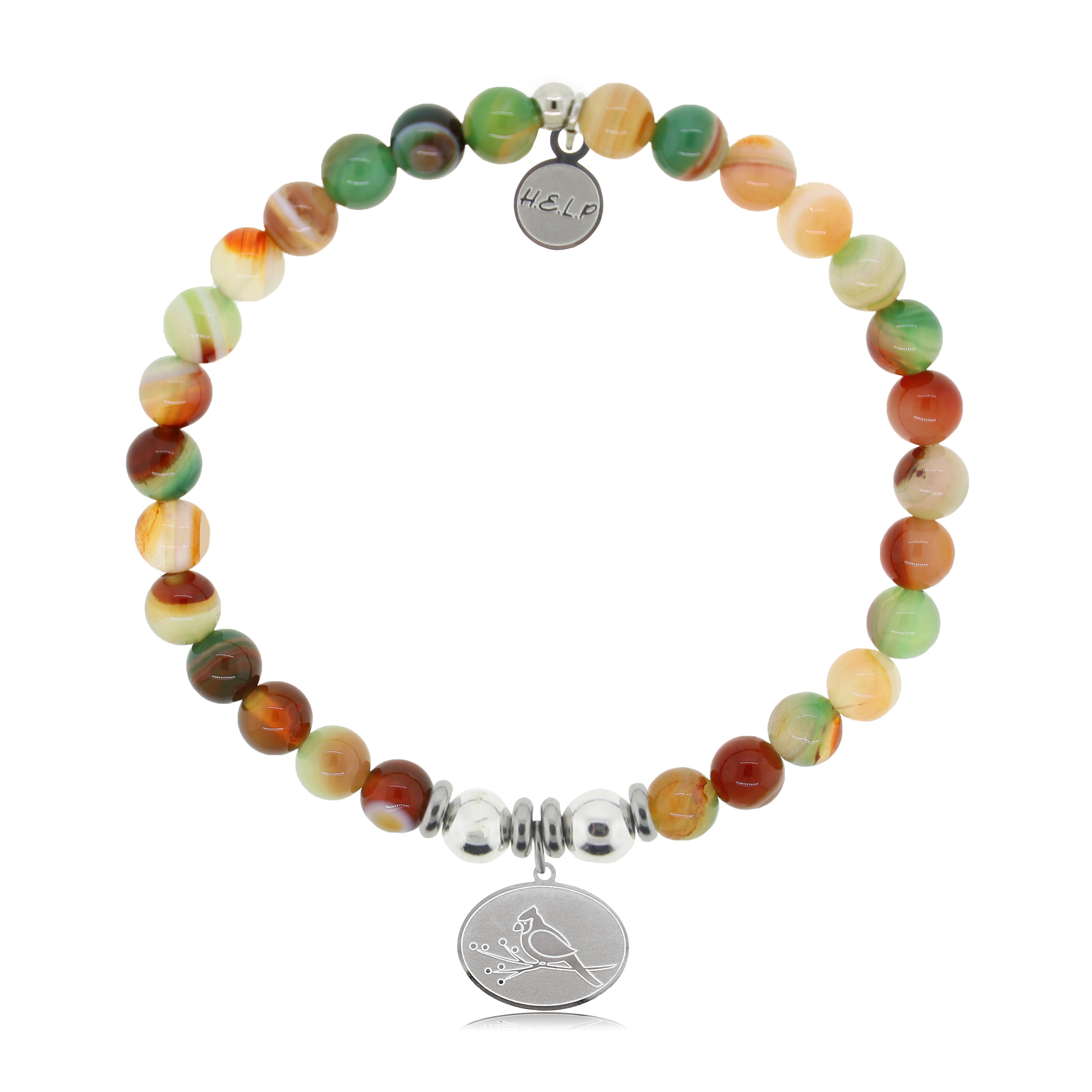 HELP by TJ Cardinal Charm with Multi Agate Charity Bracelet