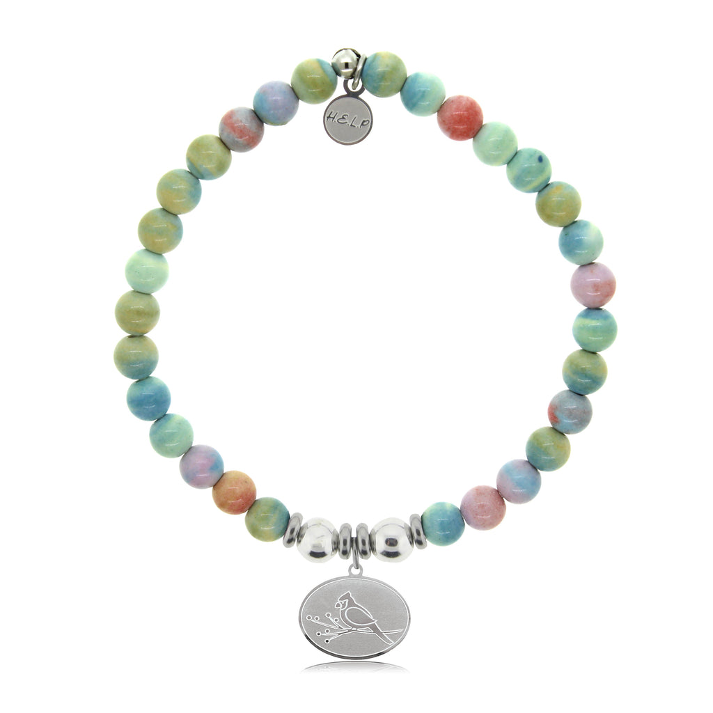 HELP by TJ Cardinal Charm with Pastel Jade Beads Charity Bracelet