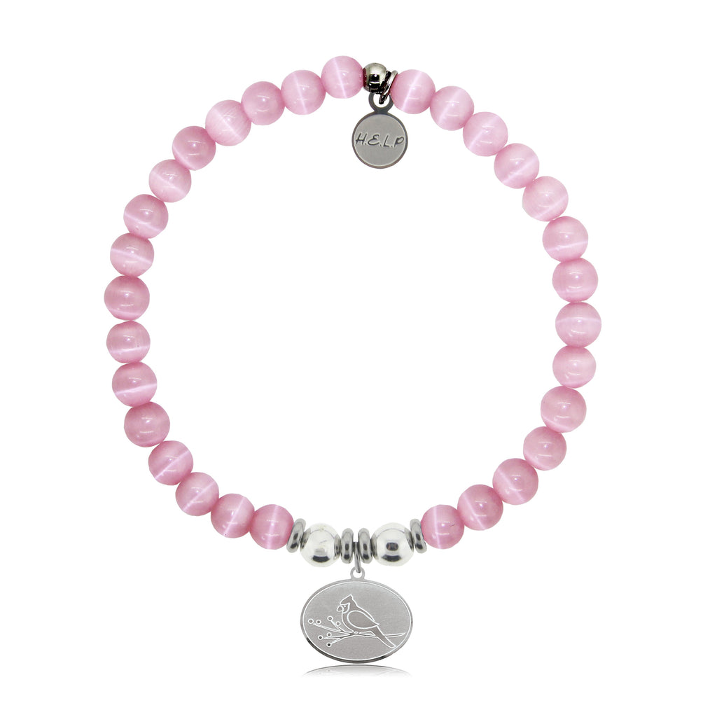 HELP by TJ Cardinal Charm with Pink Cats Eye Charity Bracelet