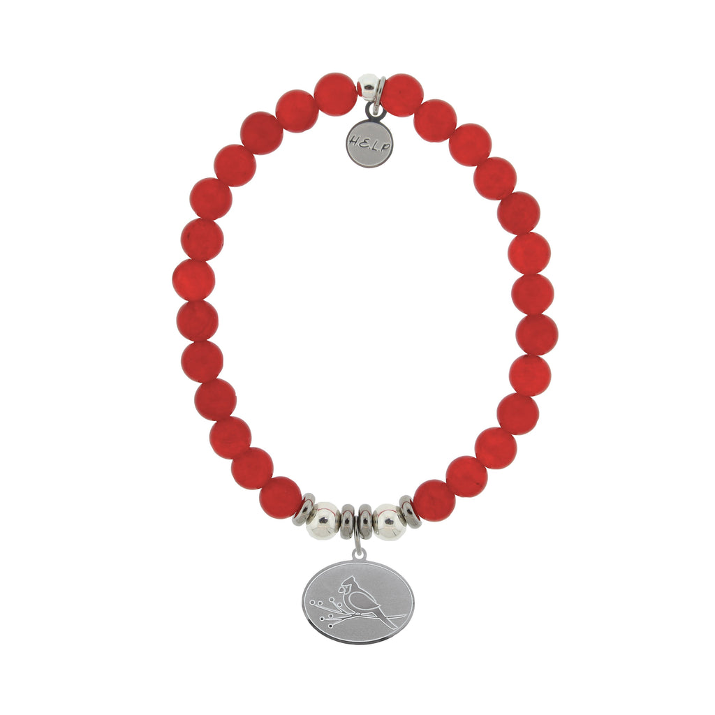 HELP by TJ Cardinal Charm with Red Jade Beads Charity Bracelet