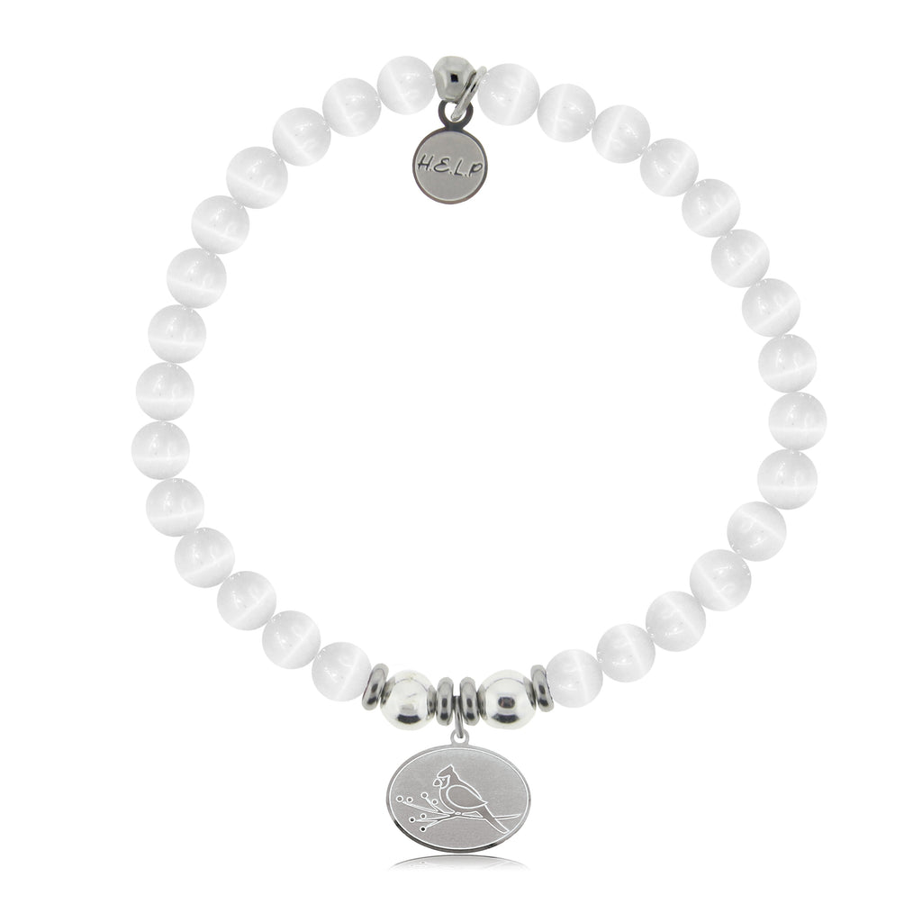 HELP by TJ Cardinal Charm with White Cats Eye Charity Bracelet