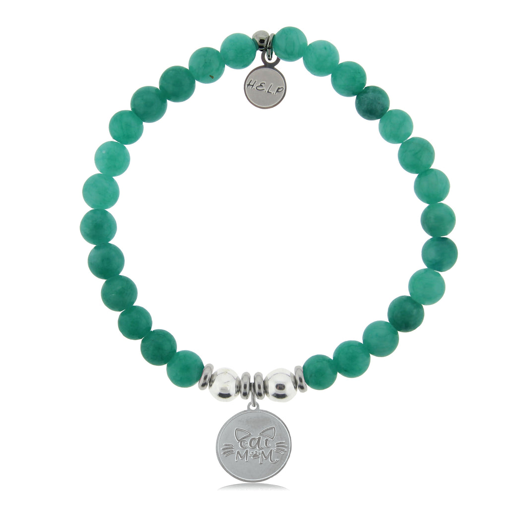 HELP by TJ Cat Mom Charm with Caribbean Jade Charity Bracelet