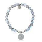 HELP by TJ Cat Mom Charm with Grey Opalescent Beads Charity Bracelet