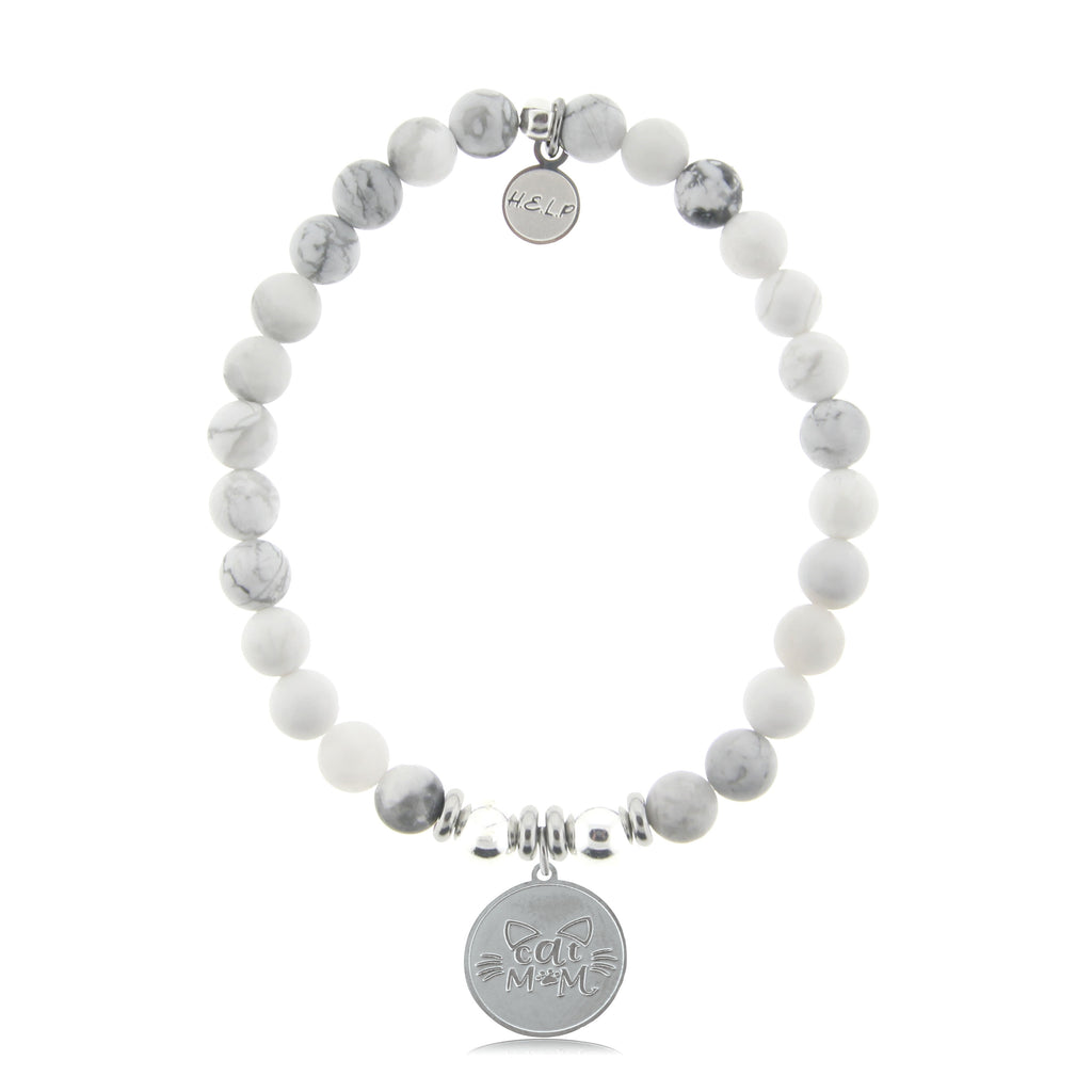 HELP by TJ Cat Mom Charm with Howlite Beads Charity Bracelet