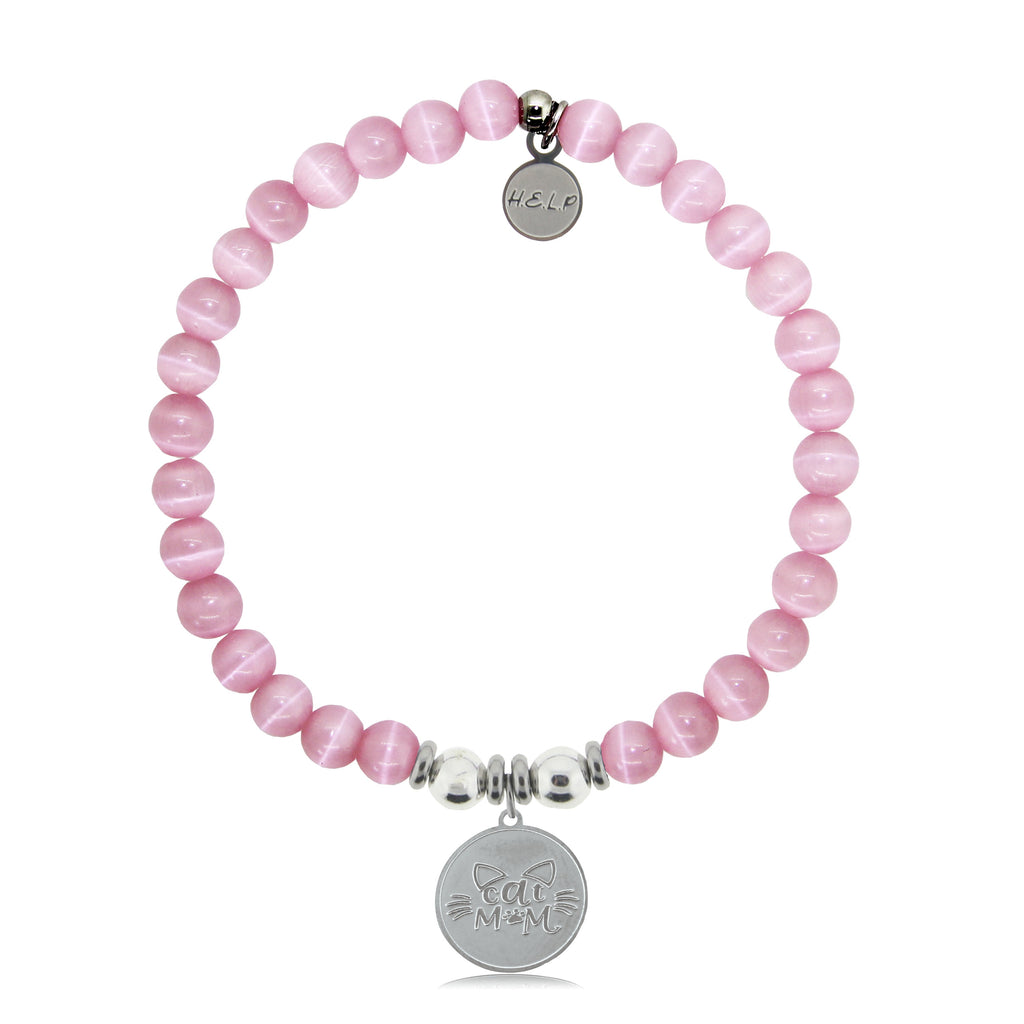 HELP by TJ Cat Mom Charm with Pink Cats Eye Charity Bracelet