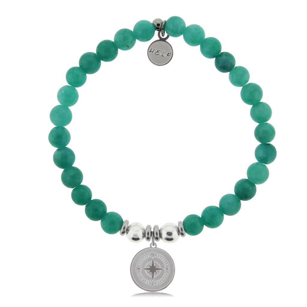 HELP by TJ Compass Charm with Caribbean Jade Charity Bracelet