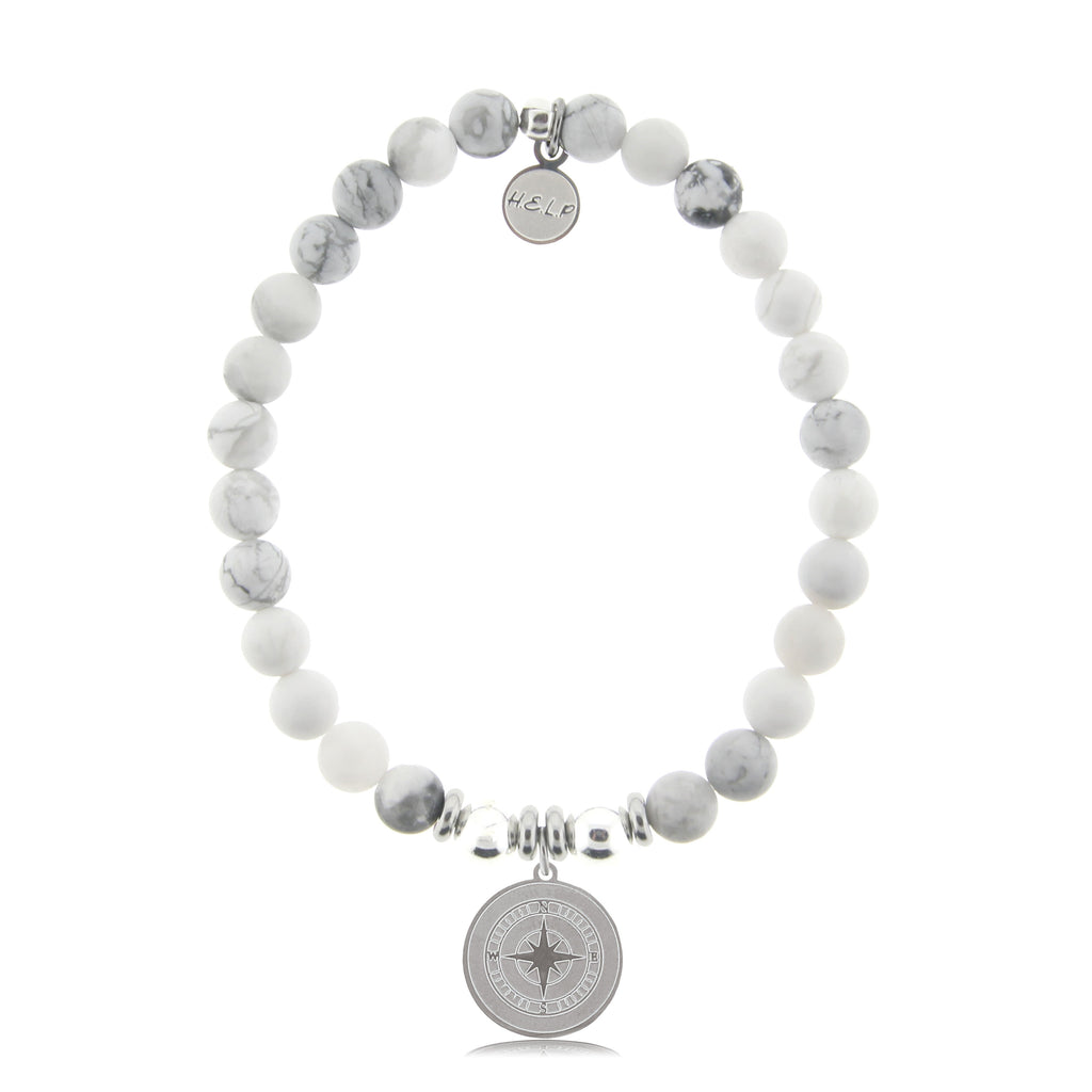 HELP by TJ Compass Charm with Howlite Beads Charity Bracelet