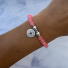 HELP by TJ Compass Charm with Pink Agate Beads Charity Bracelet