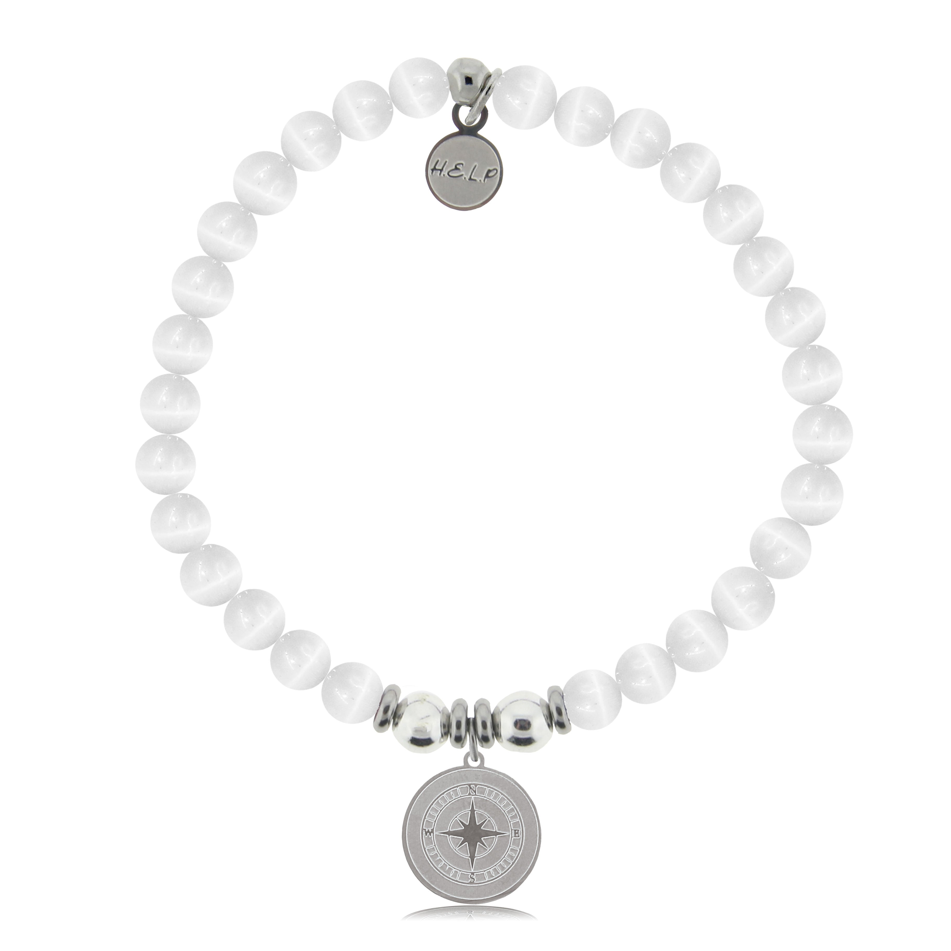 HELP by TJ Compass Charm with White Cats Eye Charity Bracelet