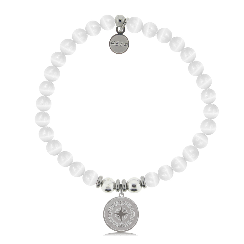 HELP by TJ Compass Charm with White Cats Eye Charity Bracelet