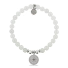 HELP by TJ Compass Charm with White Jade Beads Charity Bracelet