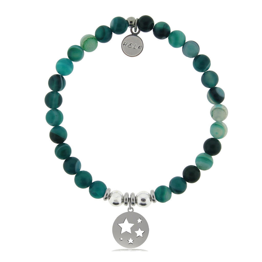 HELP by TJ Congratulations Charm with Green Stripe Agate Charity Bracelet