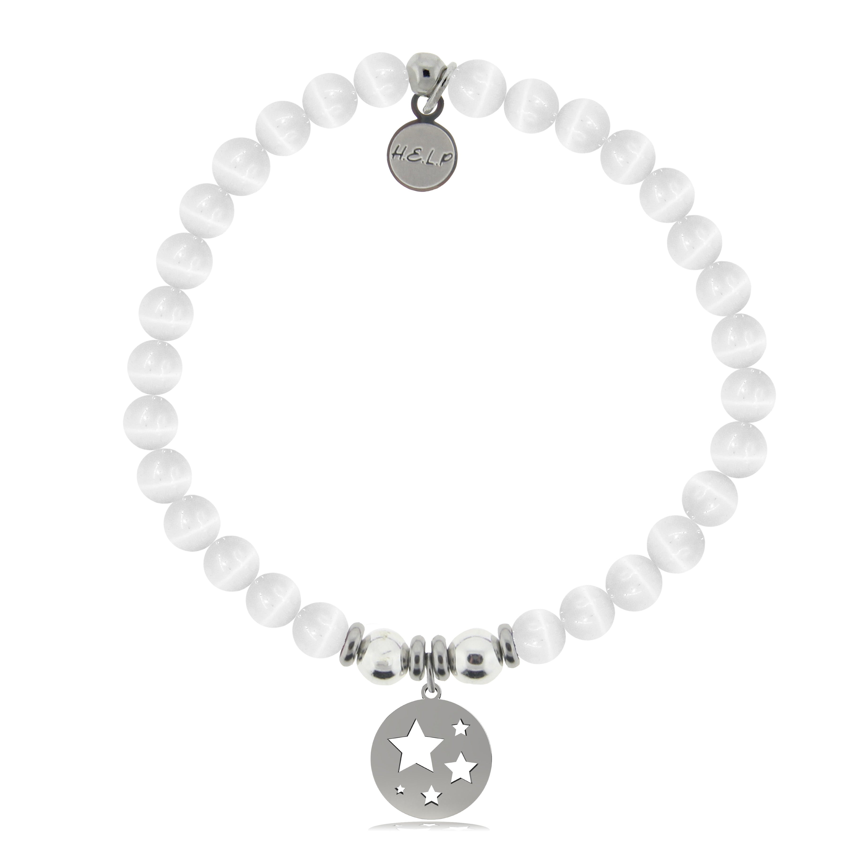 HELP by TJ Congratulations Charm with White Cat Eye Charity Bracelet