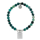 HELP by TJ Cross Charm with Green Stripe Agate Charity Bracelet