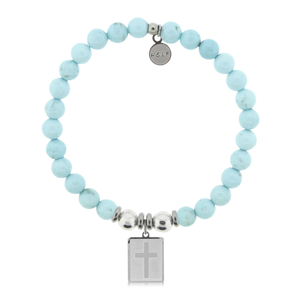 HELP by TJ Cross Charm with Larimar Magnesite Charity Bracelet