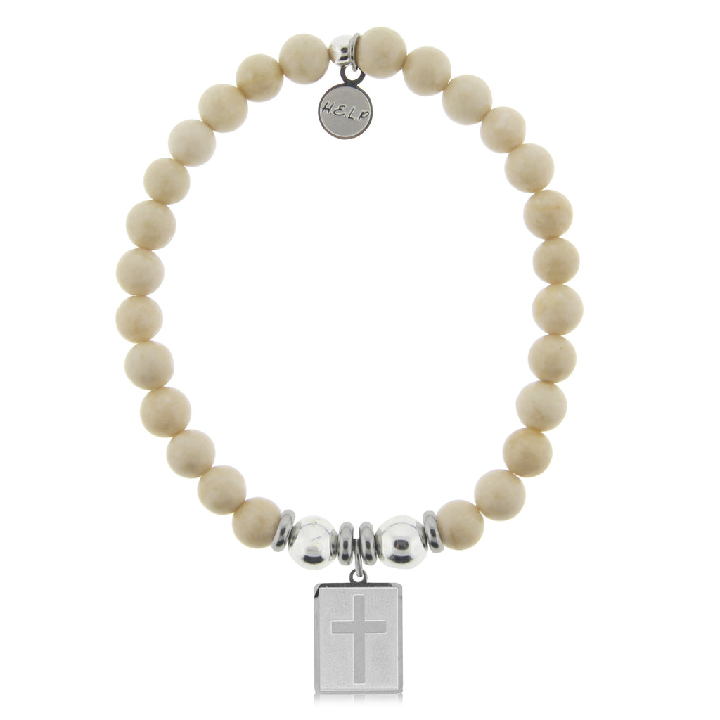 HELP by TJ Cross Charm with Riverstone Beads Charity Bracelet