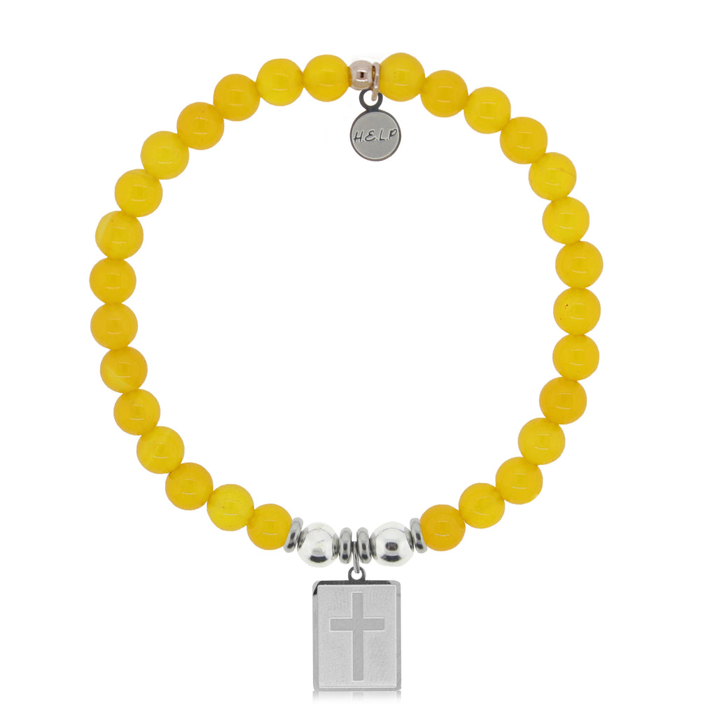 HELP by TJ Cross Charm with Yellow Agate Charity Bracelet