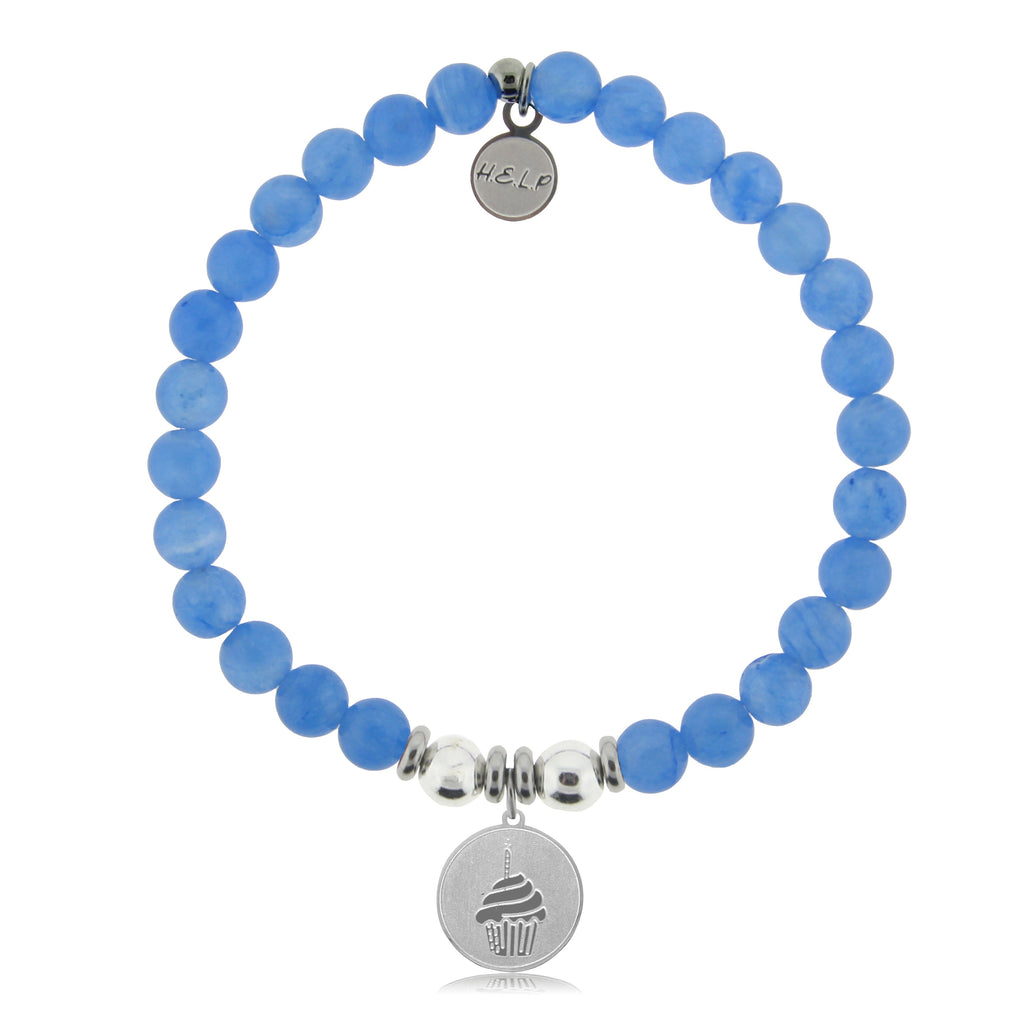 HELP by TJ Cupcake Charm with Azure Blue Jade Charity Bracelet